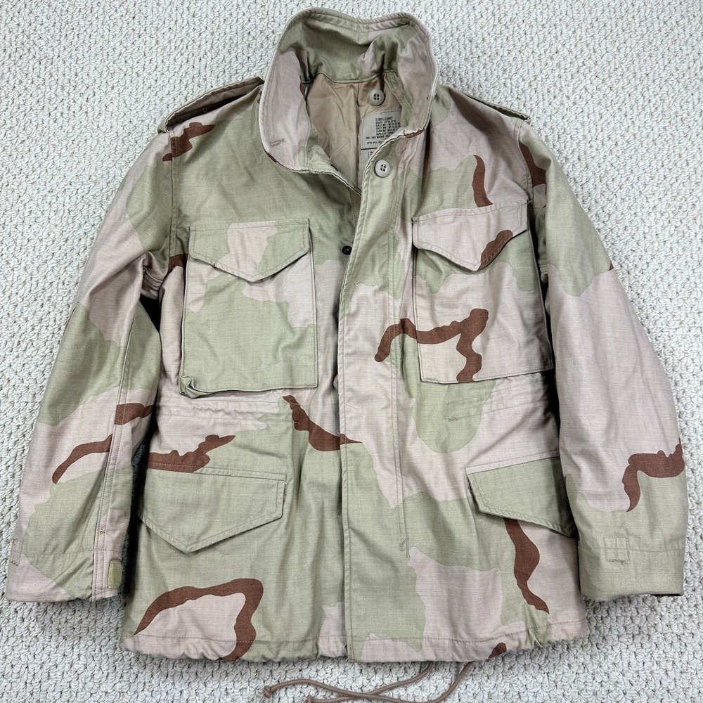 Vtg US Army M65 Jacket Mens XS X-Short Desert Camo Cold Weather Field Coat 90s